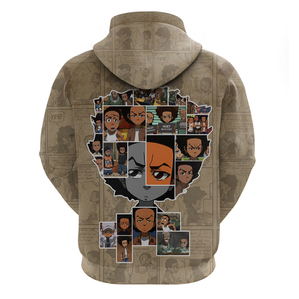 Huey Freeman Zip Hoodie African American - Wonder Print Shop