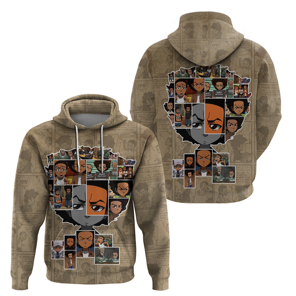 Huey Freeman Zip Hoodie African American - Wonder Print Shop