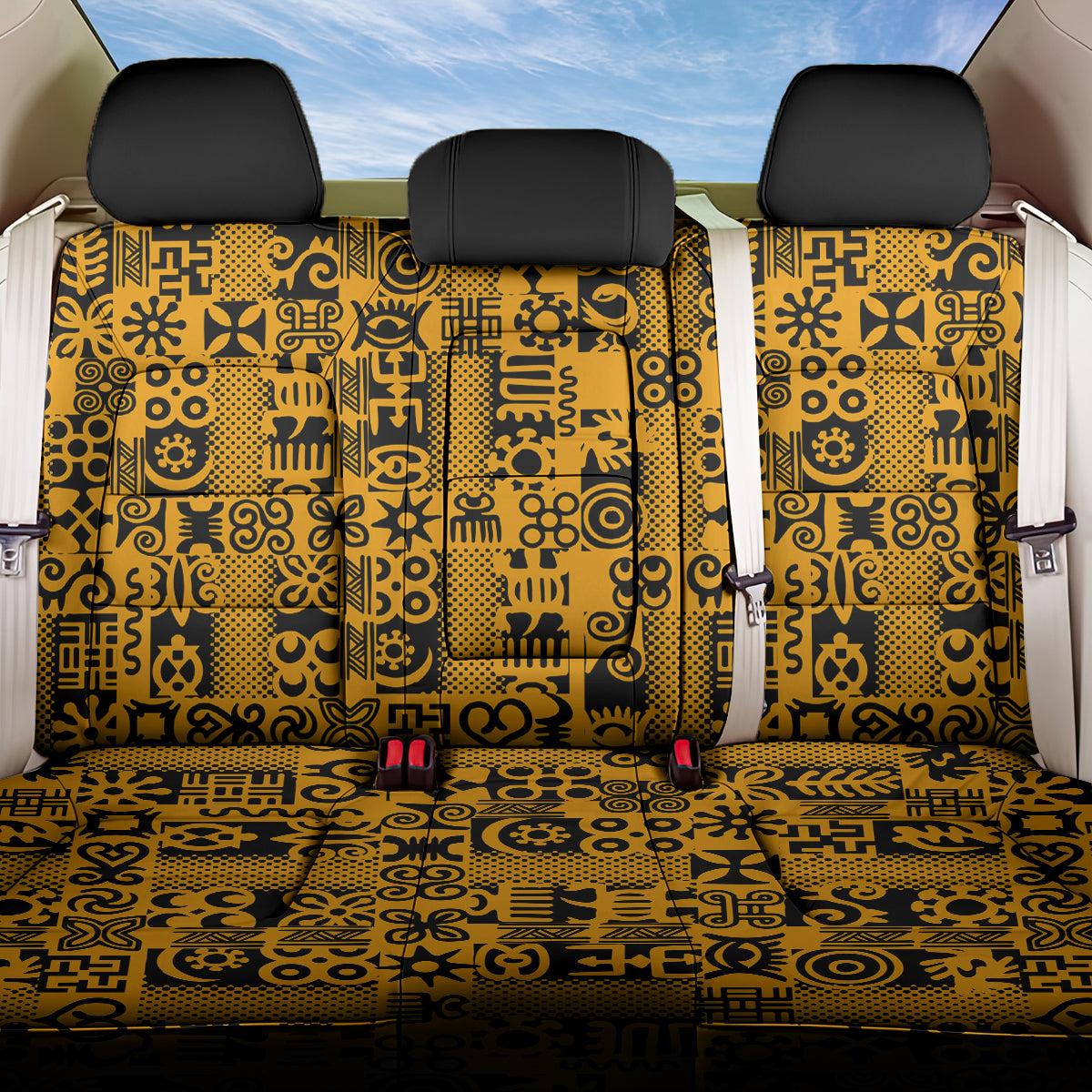 Culture Adinkra Back Car Seat Cover West African Yellow Art