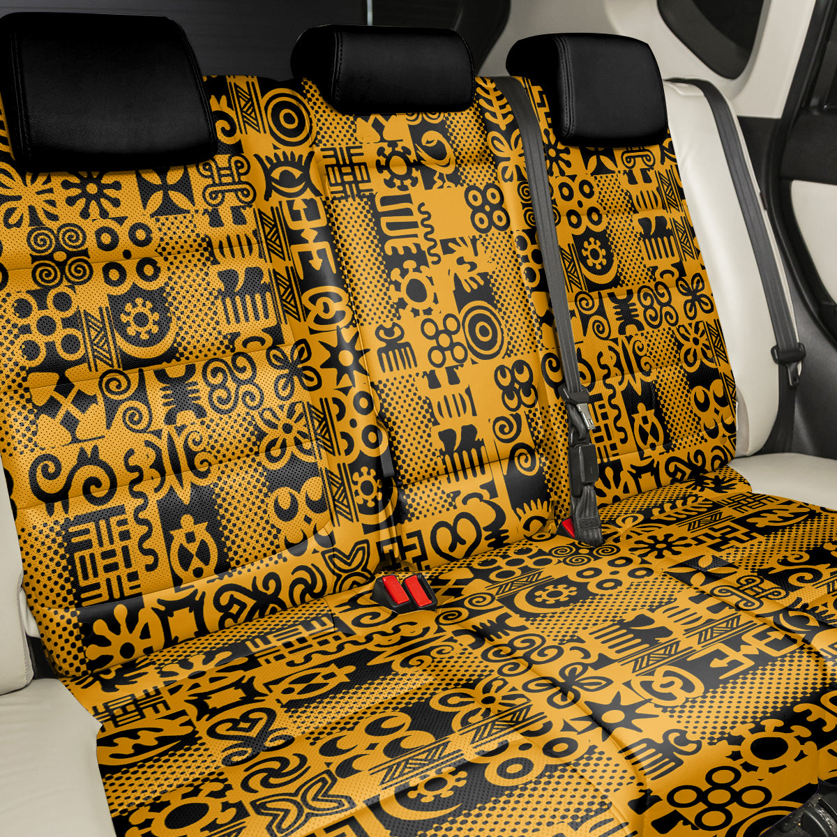 Culture Adinkra Back Car Seat Cover West African Yellow Art - Wonder Print Shop