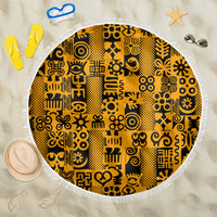 Culture Adinkra Beach Blanket West African Yellow Art - Wonder Print Shop