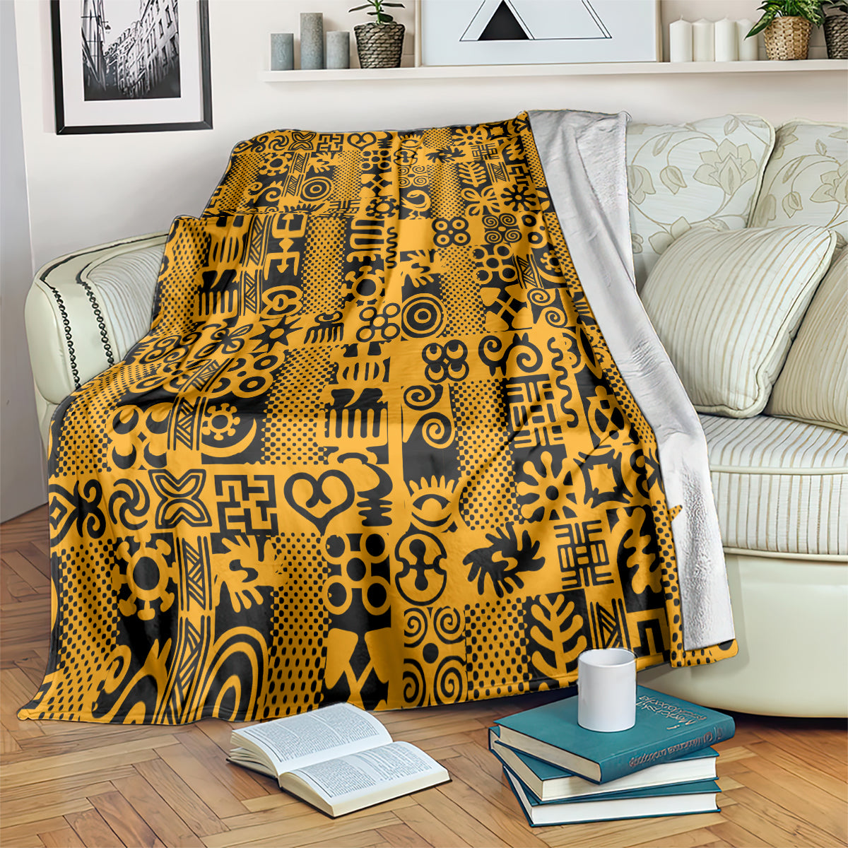 Culture Adinkra Blanket West African Yellow Art