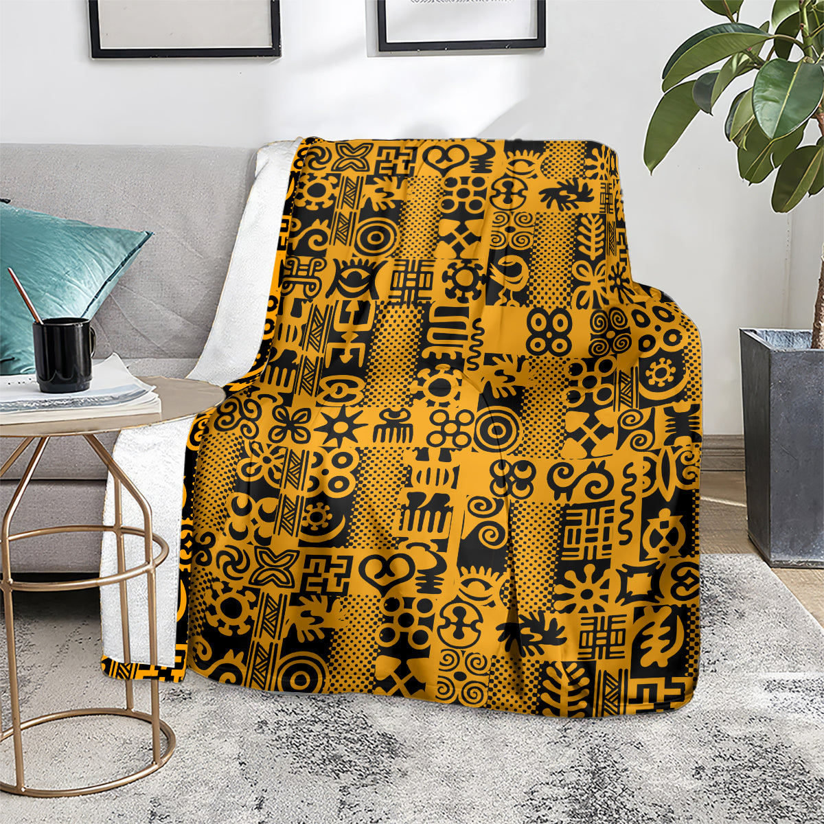 Culture Adinkra Blanket West African Yellow Art