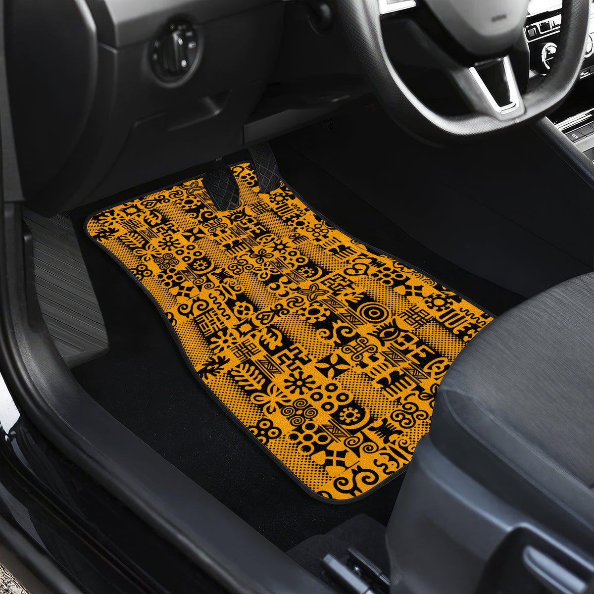 Culture Adinkra Car Mats West African Yellow Art - Wonder Print Shop