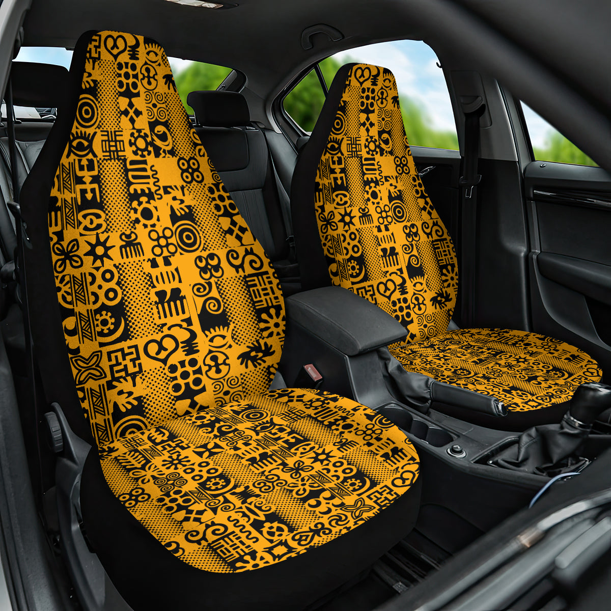 Culture Adinkra Car Seat Cover West African Yellow Art