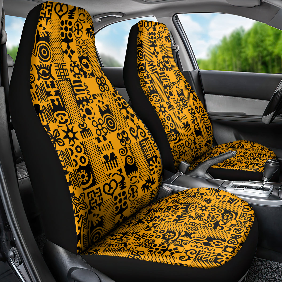 Culture Adinkra Car Seat Cover West African Yellow Art - Wonder Print Shop
