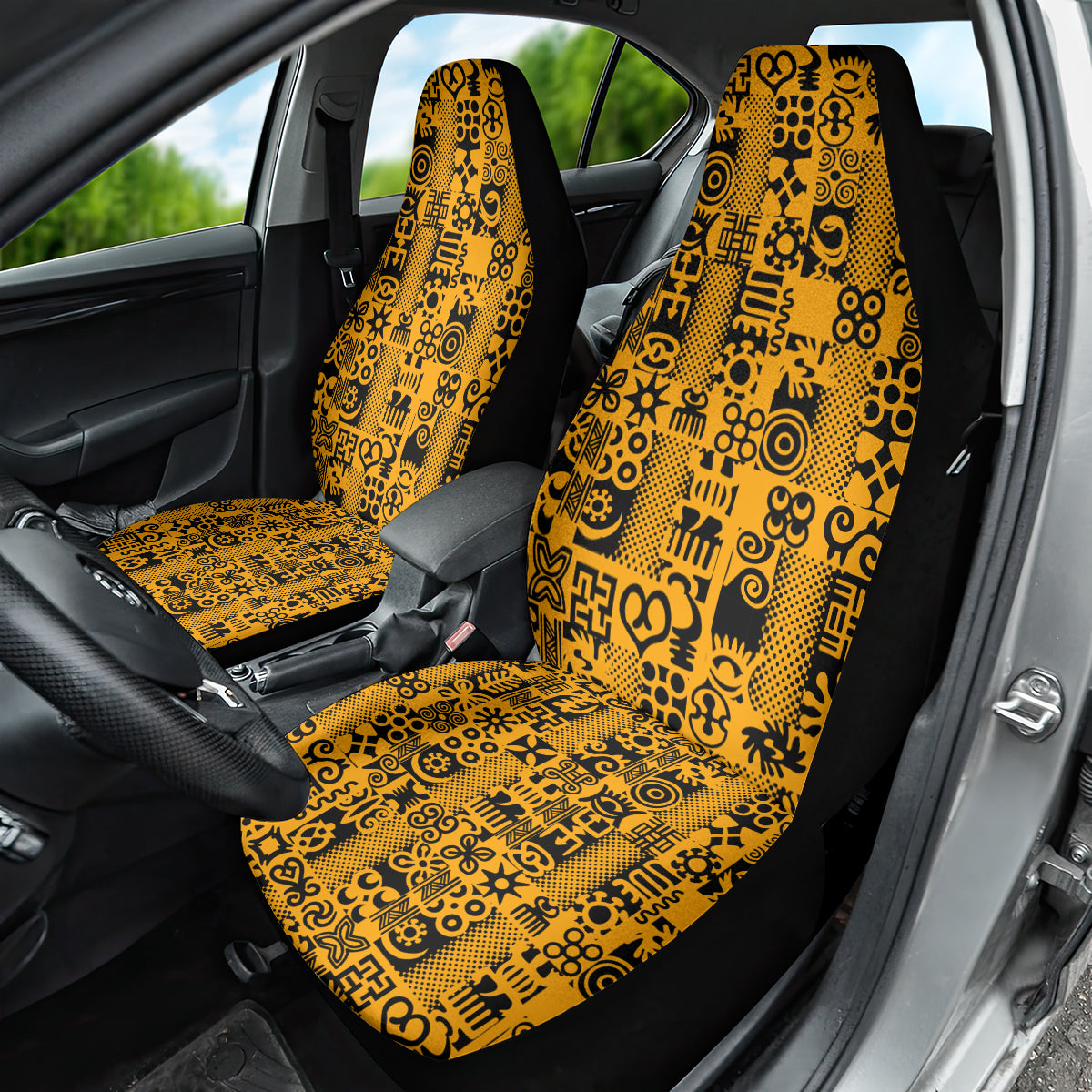 Culture Adinkra Car Seat Cover West African Yellow Art - Wonder Print Shop