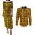 Culture Adinkra Couples Matching Puletasi and Long Sleeve Button Shirt West African Yellow Art - Wonder Print Shop