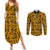 Culture Adinkra Couples Matching Summer Maxi Dress and Long Sleeve Button Shirt West African Yellow Art - Wonder Print Shop