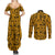 Culture Adinkra Couples Matching Summer Maxi Dress and Long Sleeve Button Shirt West African Yellow Art - Wonder Print Shop