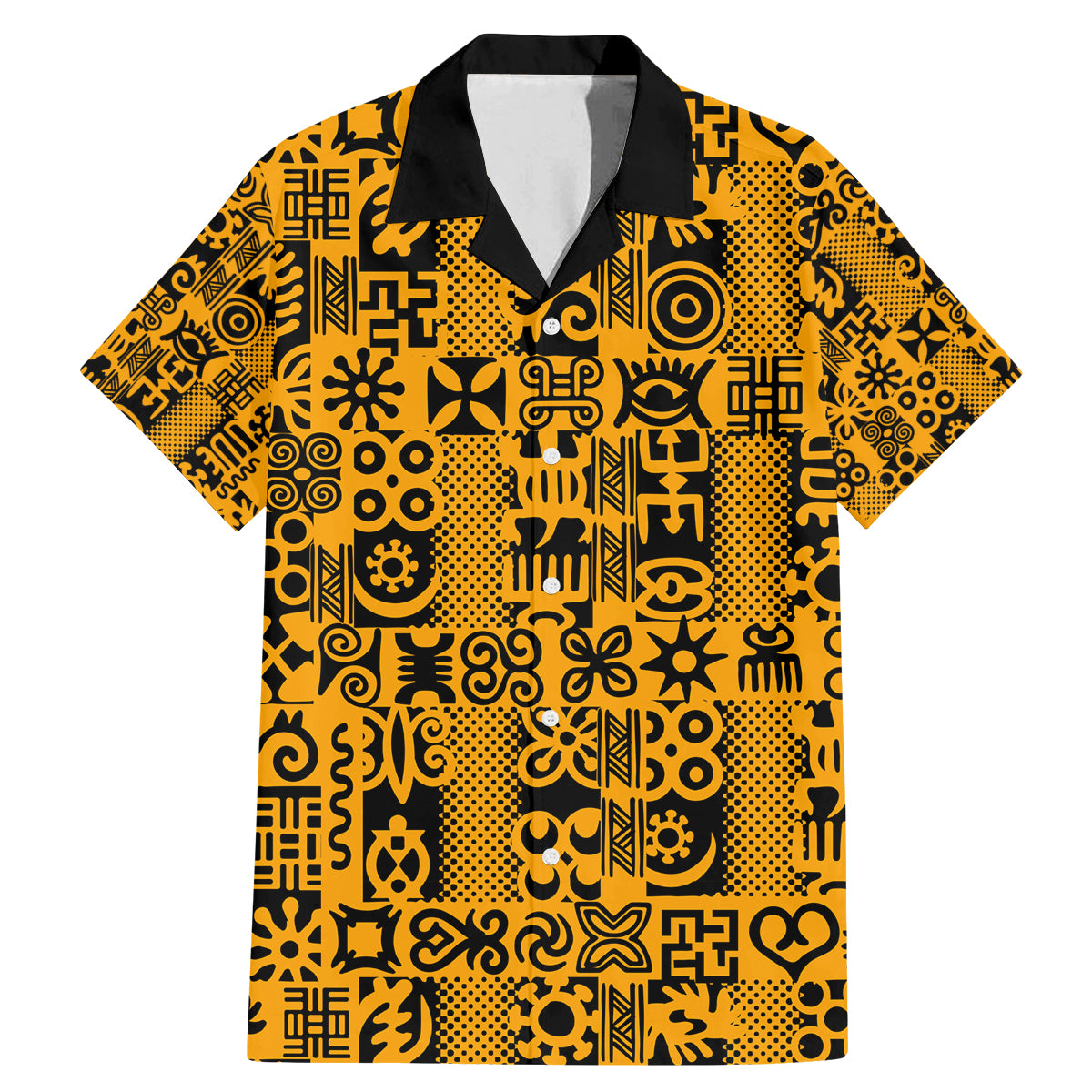 Culture Adinkra Family Matching Mermaid Dress and Hawaiian Shirt West African Yellow Art - Wonder Print Shop