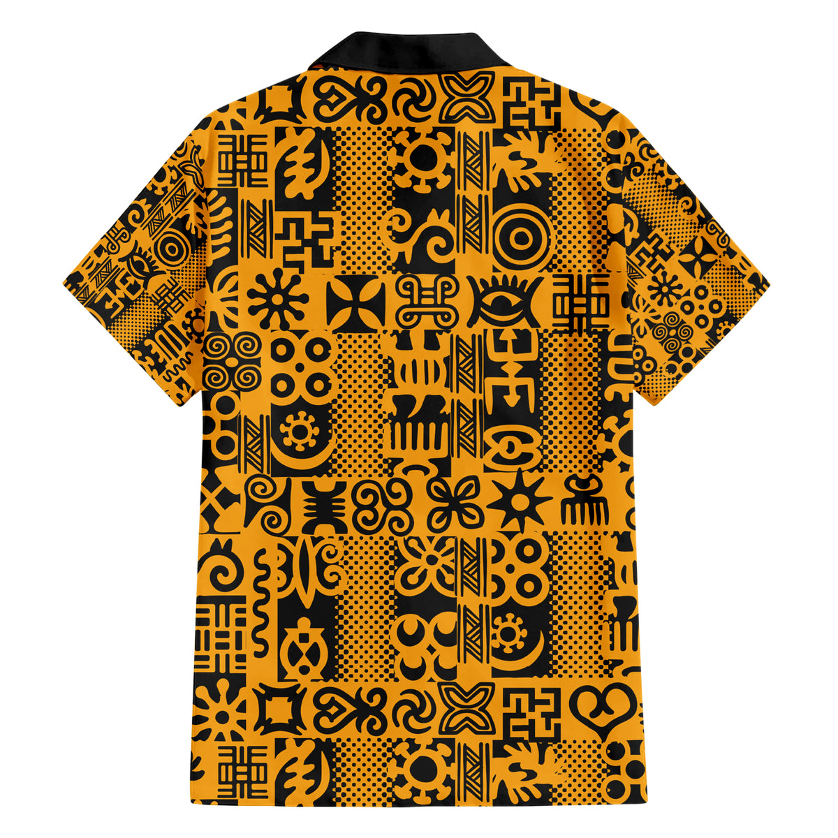 Culture Adinkra Family Matching Short Sleeve Bodycon Dress and Hawaiian Shirt West African Yellow Art - Wonder Print Shop