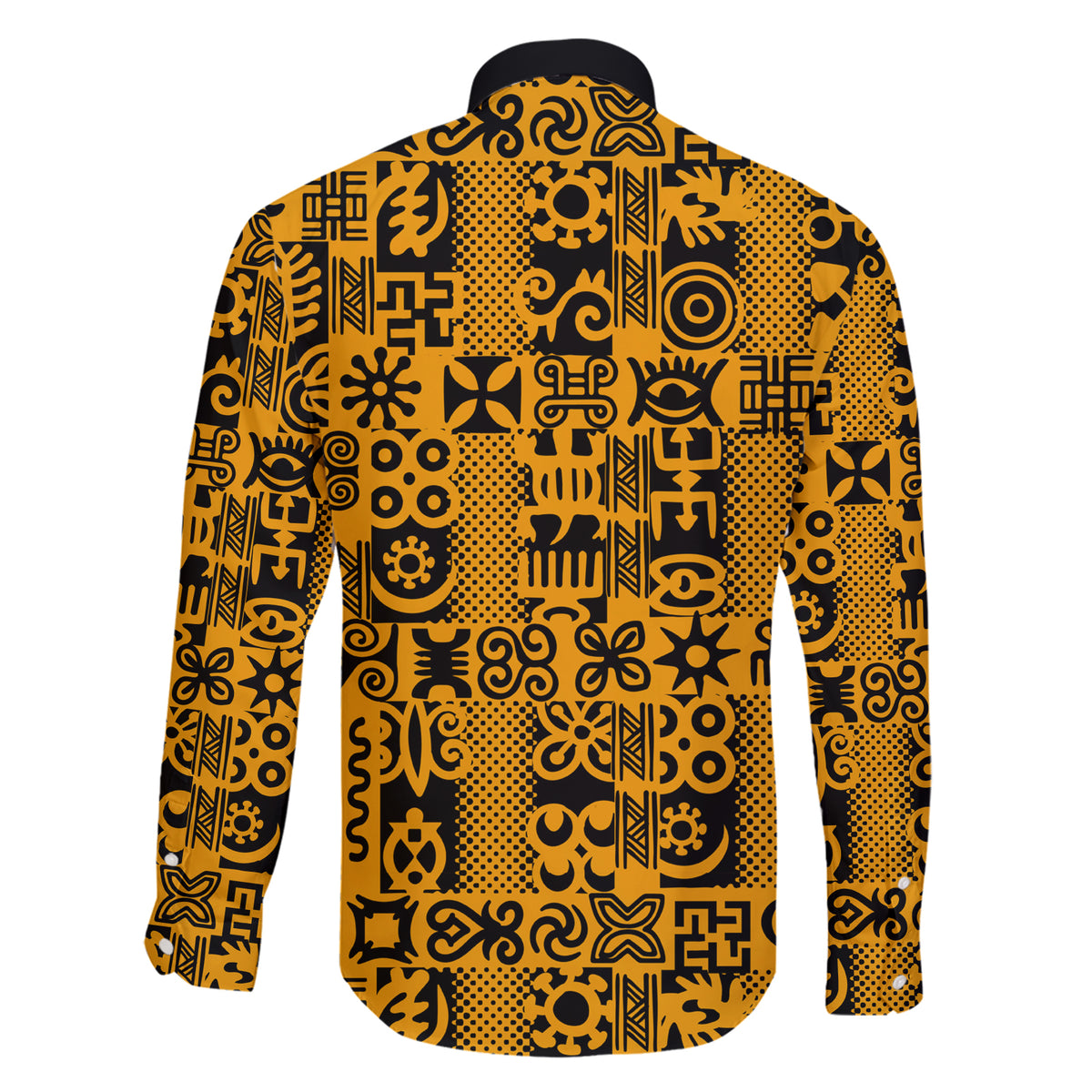 Culture Adinkra Family Matching Short Sleeve Bodycon Dress and Hawaiian Shirt West African Yellow Art - Wonder Print Shop