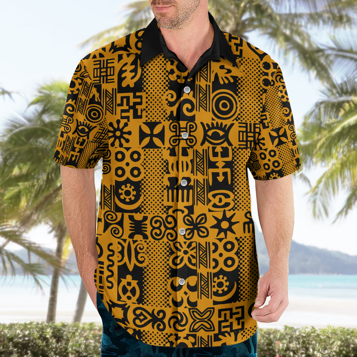 Culture Adinkra Hawaiian Shirt West African Yellow Art - Wonder Print Shop