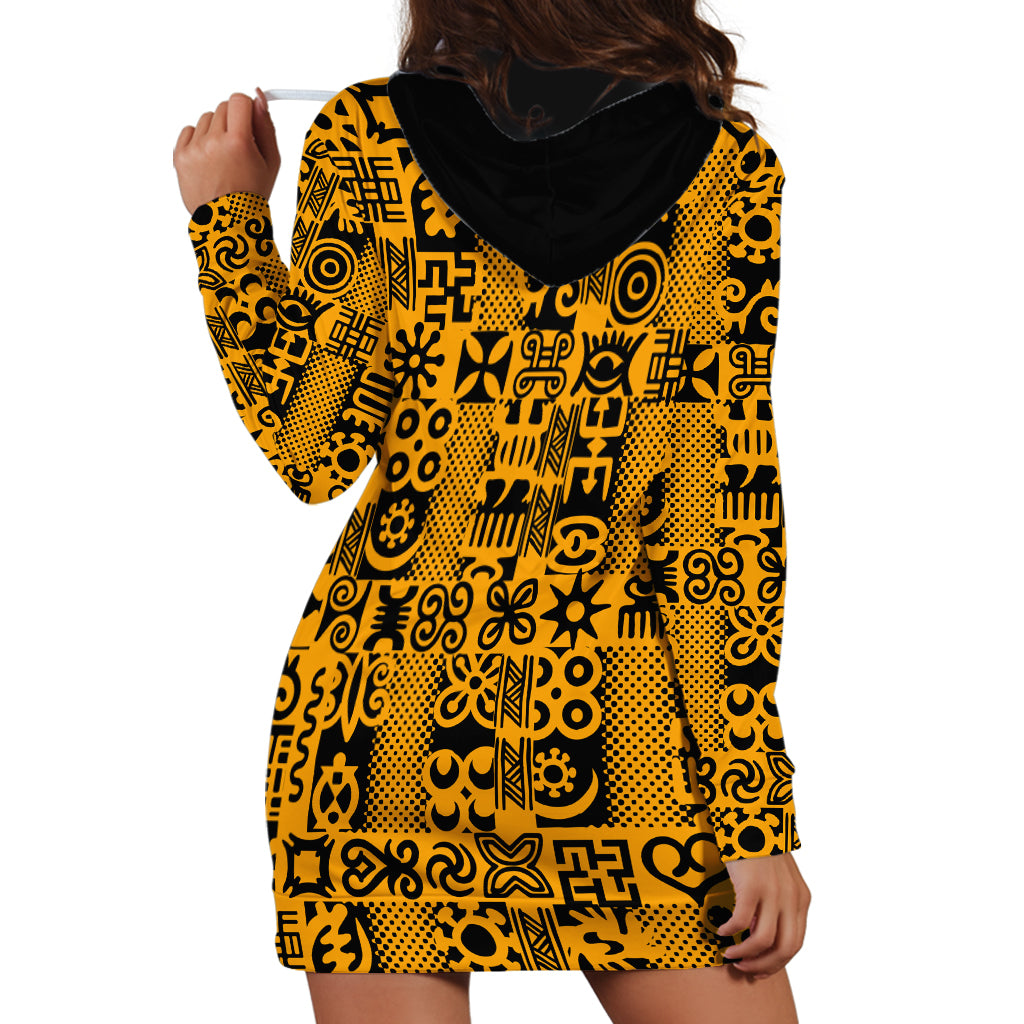 Culture Adinkra Hoodie Dress West African Yellow Art - Wonder Print Shop