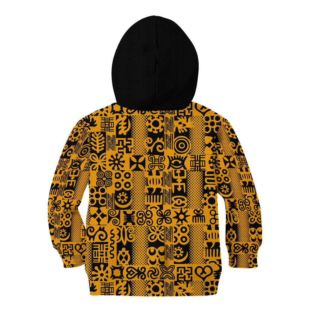 Culture Adinkra Kid Hoodie West African Yellow Art - Wonder Print Shop