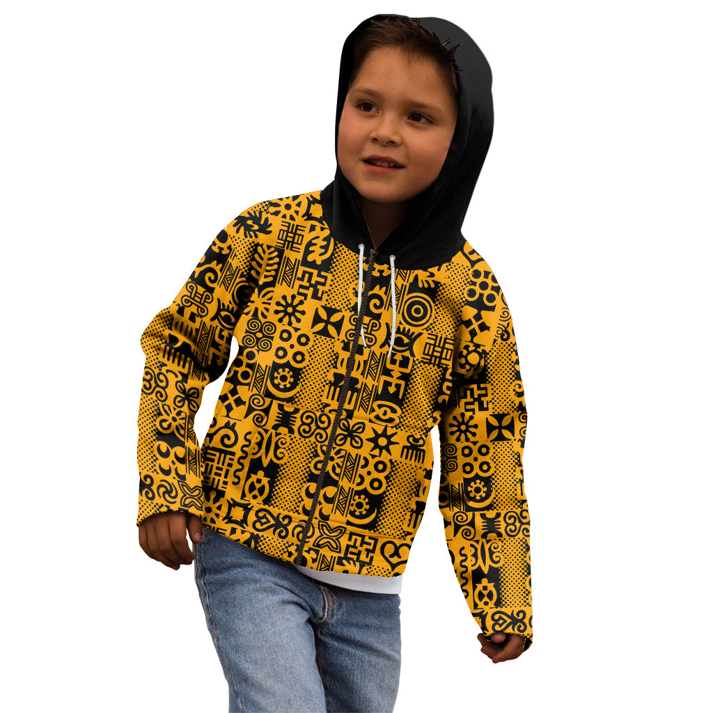 Culture Adinkra Kid Hoodie West African Yellow Art - Wonder Print Shop