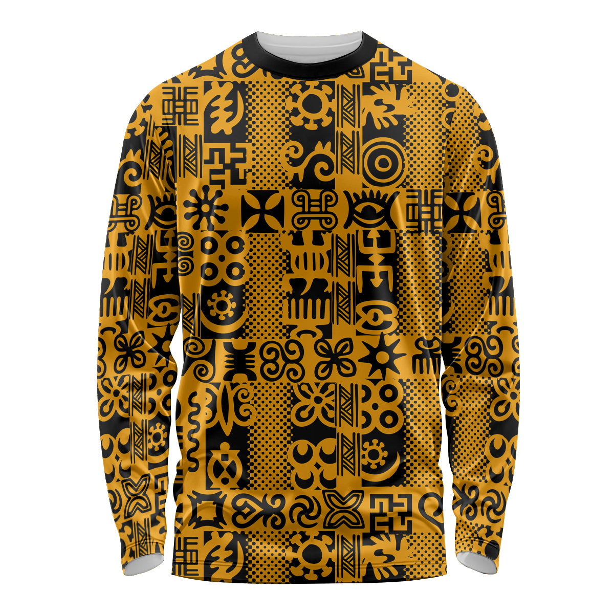 Culture Adinkra Long Sleeve Shirt West African Yellow Art - Wonder Print Shop
