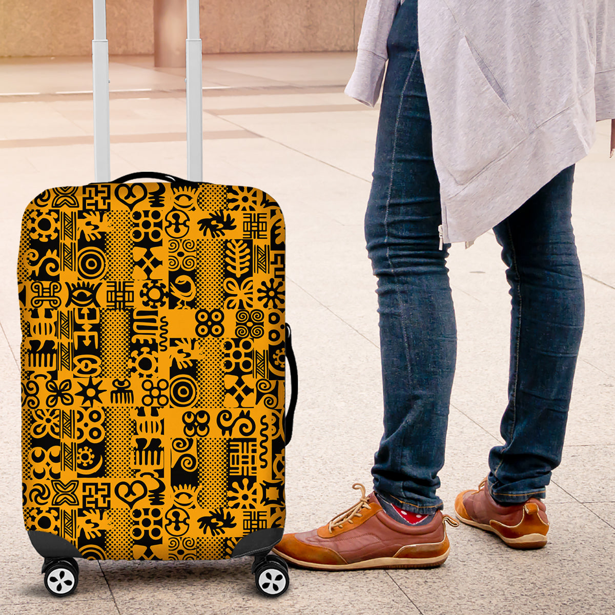 Culture Adinkra Luggage Cover West African Yellow Art