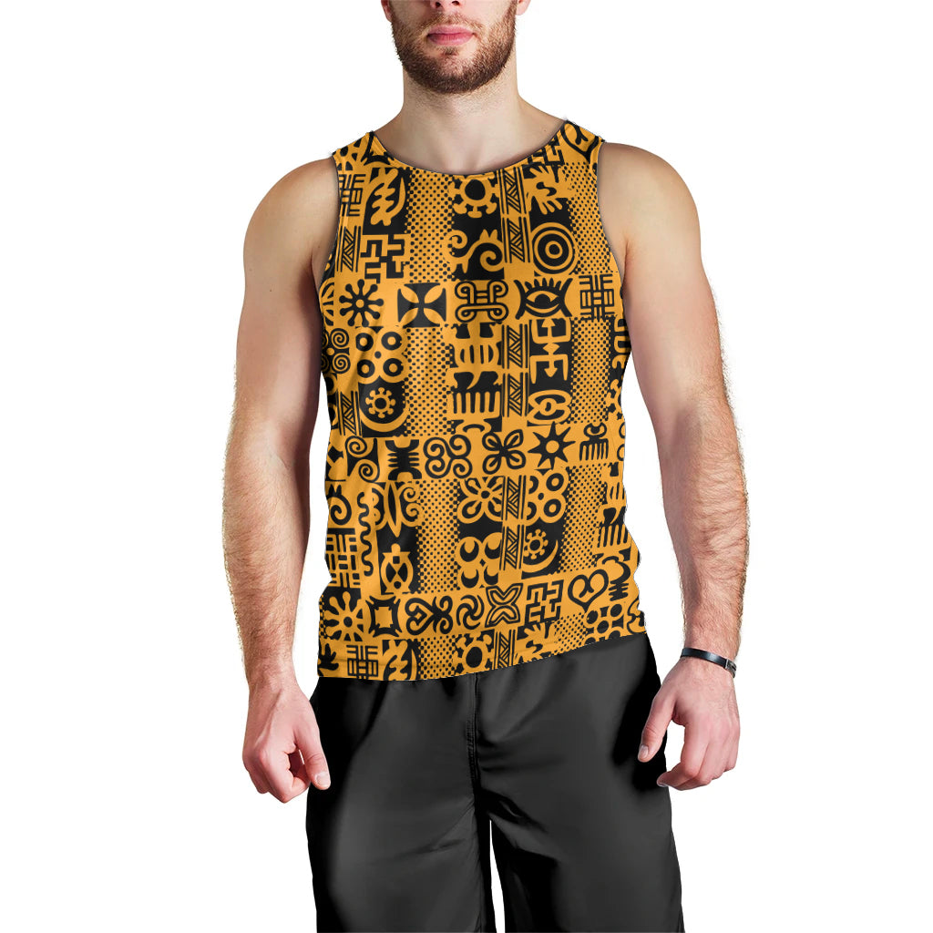 Culture Adinkra Men Tank Top West African Yellow Art - Wonder Print Shop