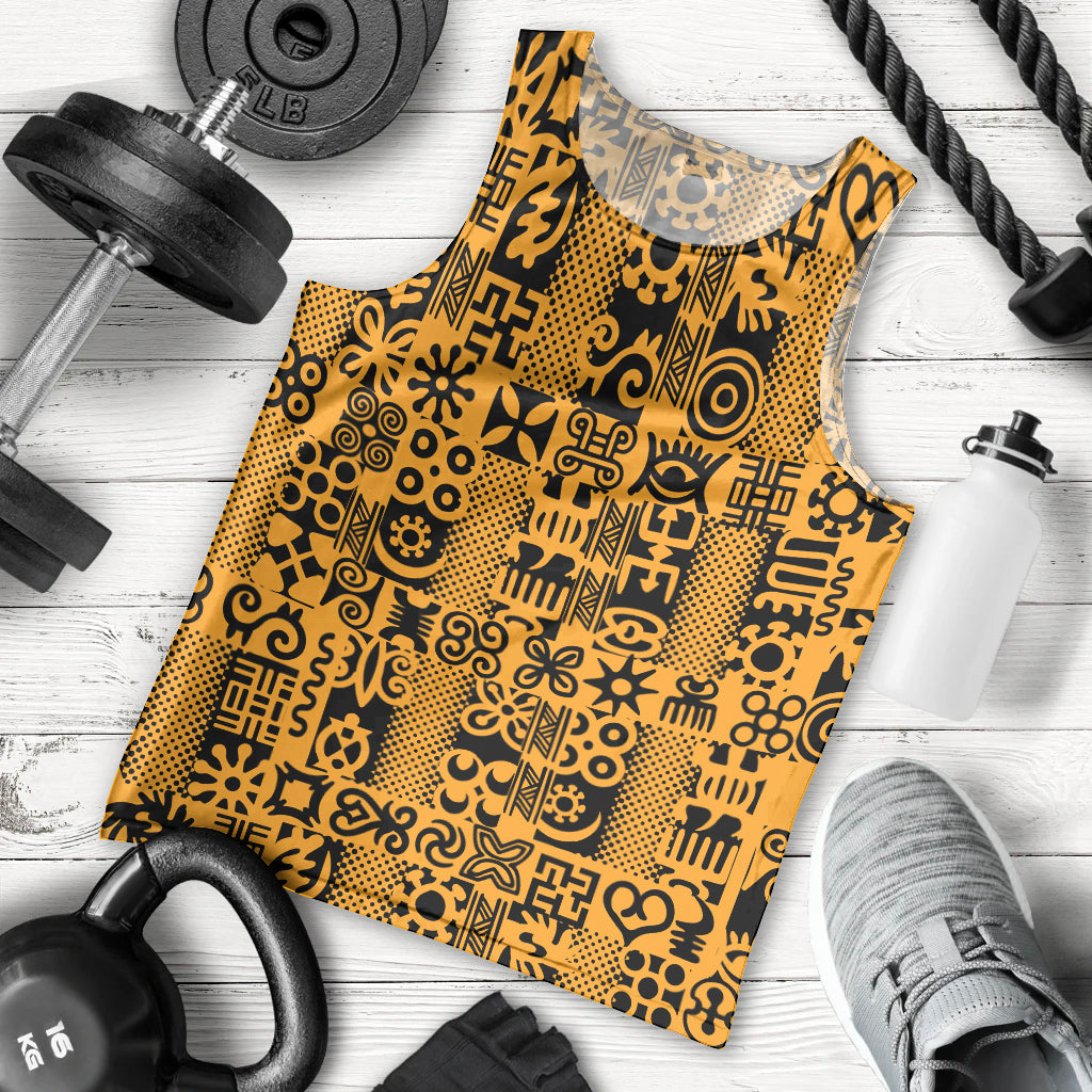 Culture Adinkra Men Tank Top West African Yellow Art - Wonder Print Shop