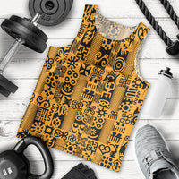 Culture Adinkra Men Tank Top West African Yellow Art - Wonder Print Shop