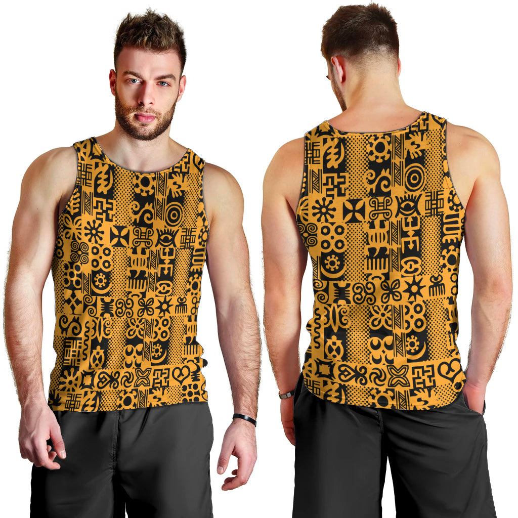 Culture Adinkra Men Tank Top West African Yellow Art - Wonder Print Shop