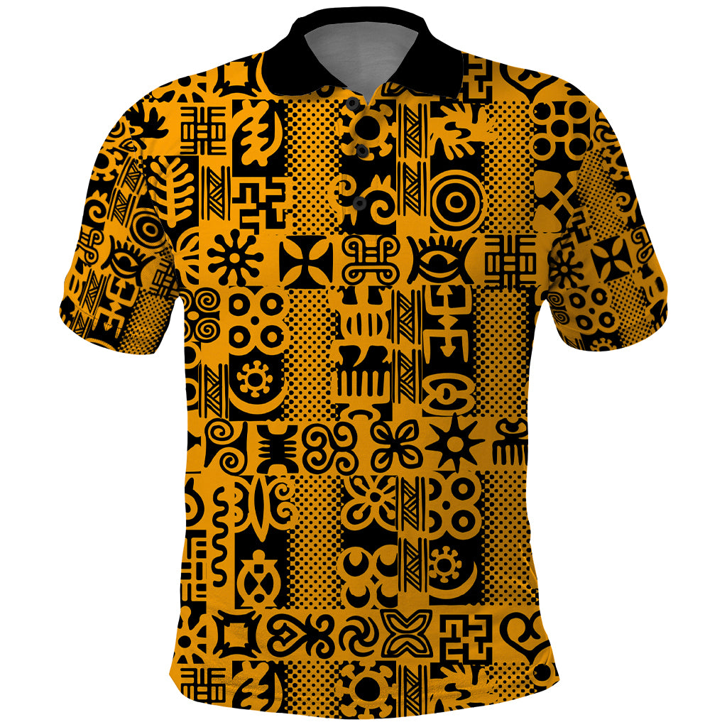 Culture Adinkra Polo Shirt West African Yellow Art - Wonder Print Shop