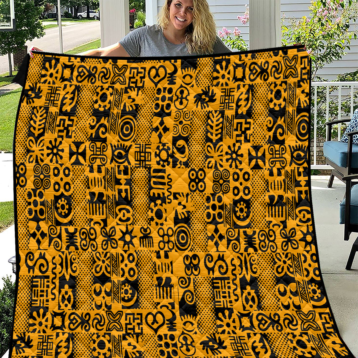 Culture Adinkra Quilt West African Yellow Art - Wonder Print Shop
