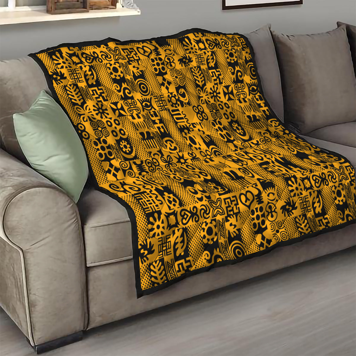 Culture Adinkra Quilt West African Yellow Art - Wonder Print Shop