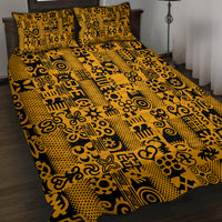 Culture Adinkra Quilt Bed Set West African Yellow Art - Wonder Print Shop