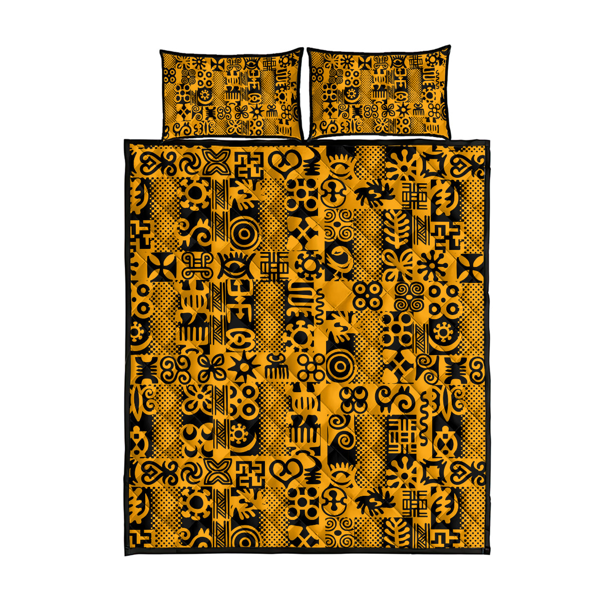 Culture Adinkra Quilt Bed Set West African Yellow Art - Wonder Print Shop
