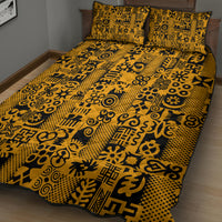Culture Adinkra Quilt Bed Set West African Yellow Art - Wonder Print Shop