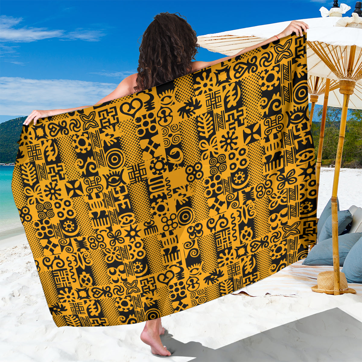 Culture Adinkra Sarong West African Yellow Art