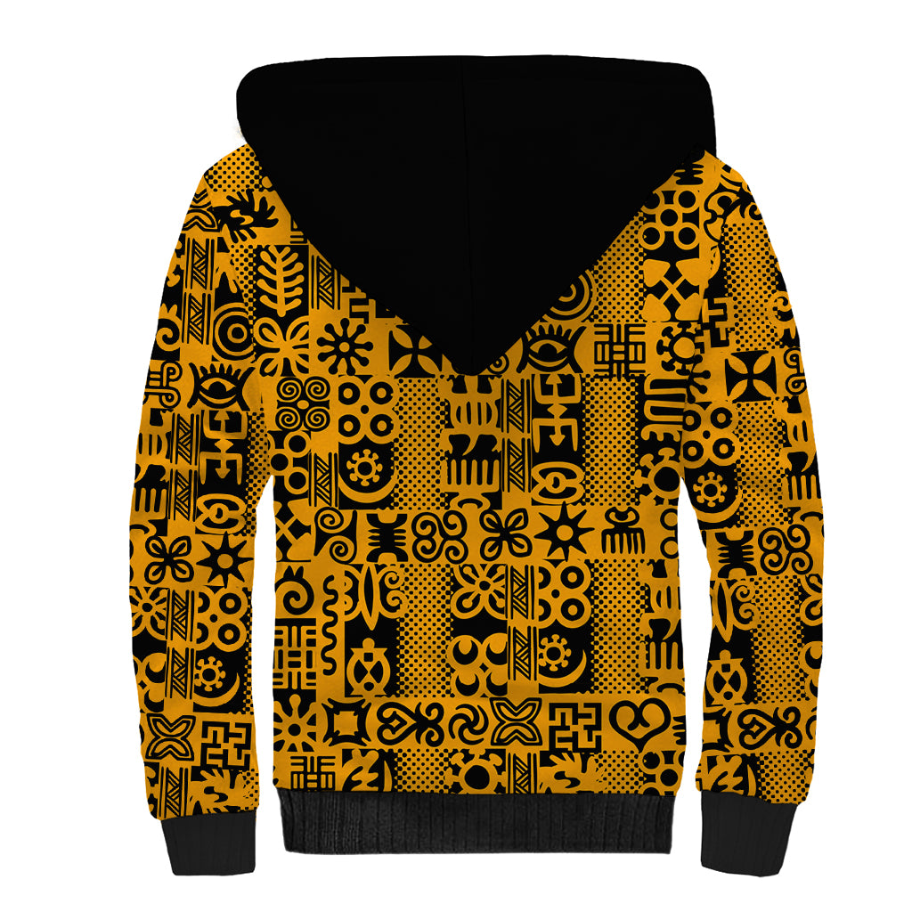 Culture Adinkra Sherpa Hoodie West African Yellow Art - Wonder Print Shop