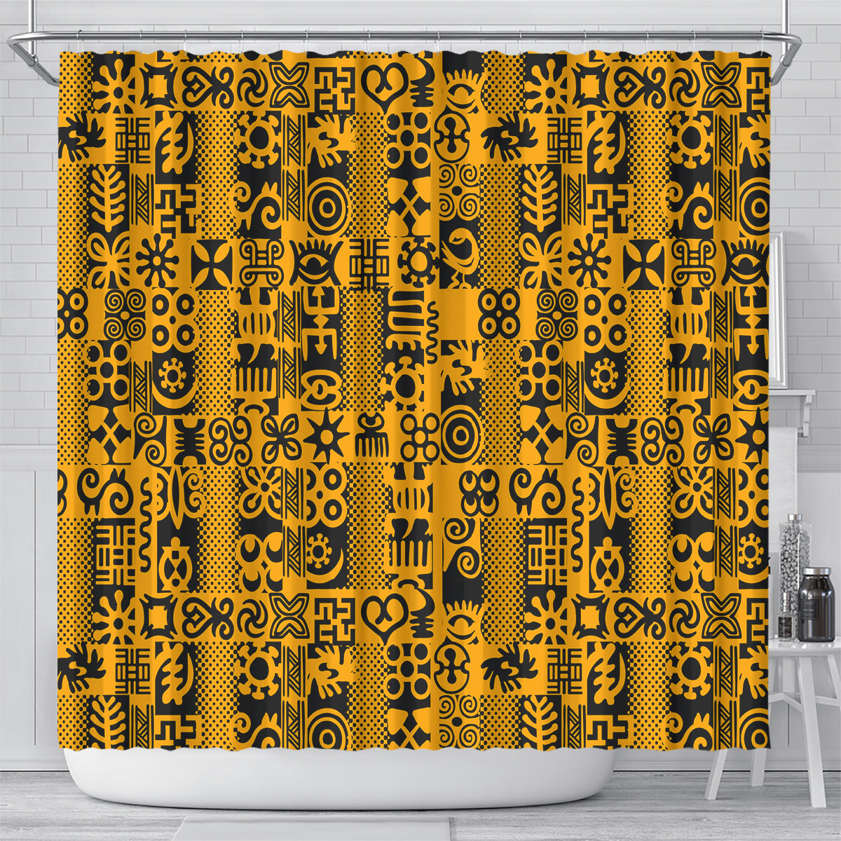 Culture Adinkra Shower Curtain West African Yellow Art