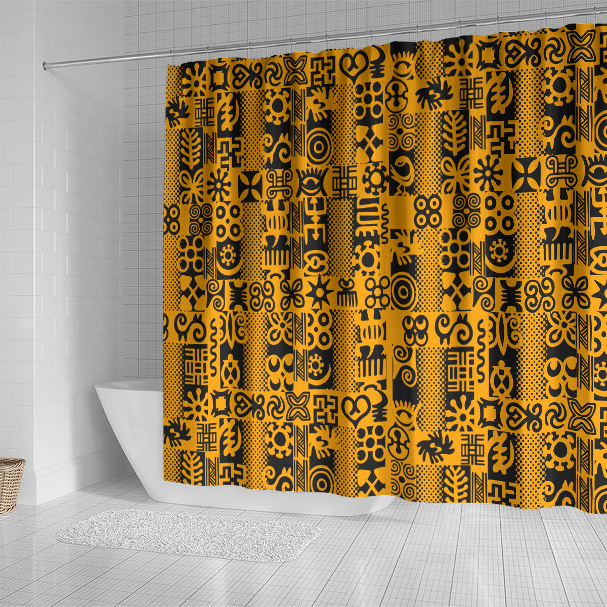 Culture Adinkra Shower Curtain West African Yellow Art