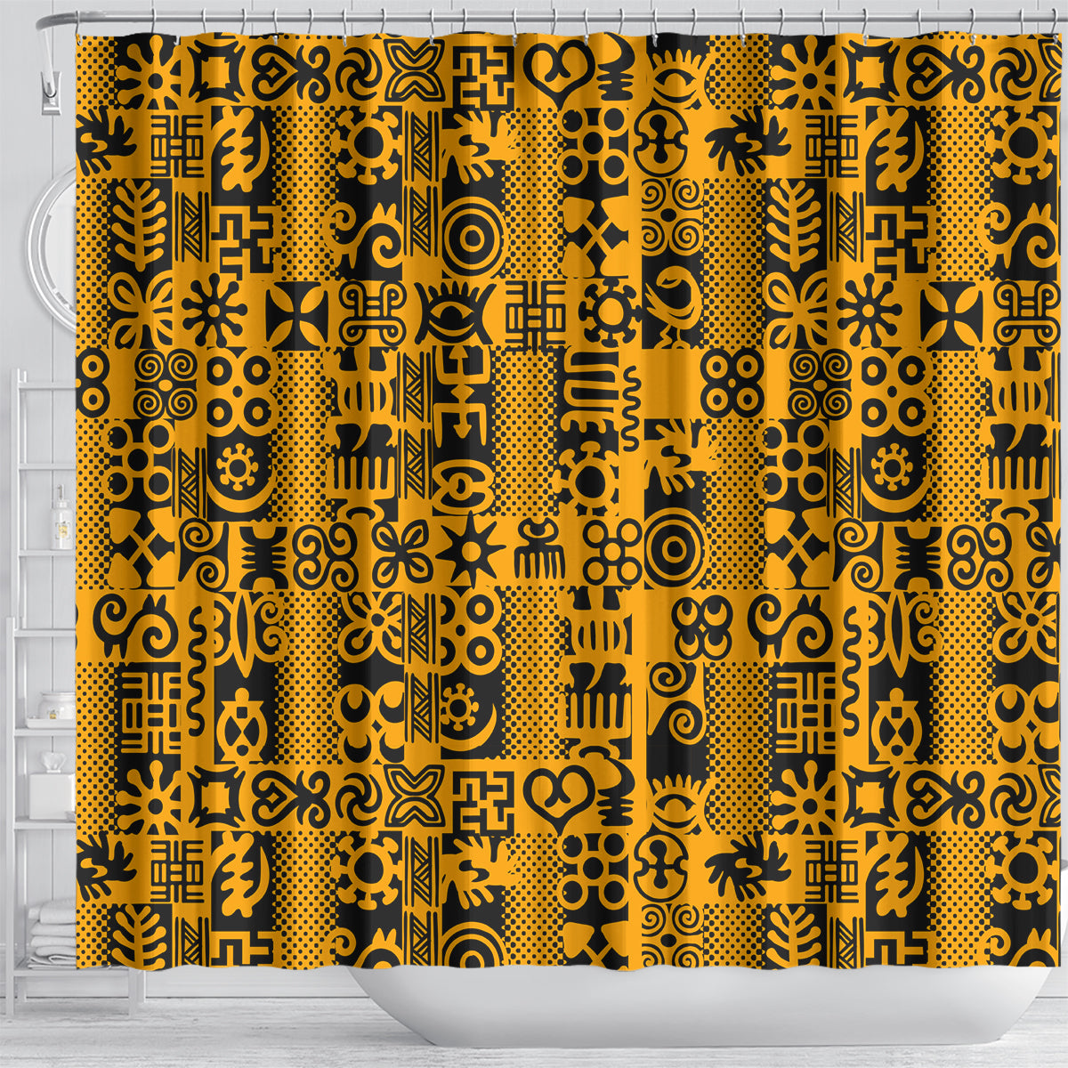 Culture Adinkra Shower Curtain West African Yellow Art