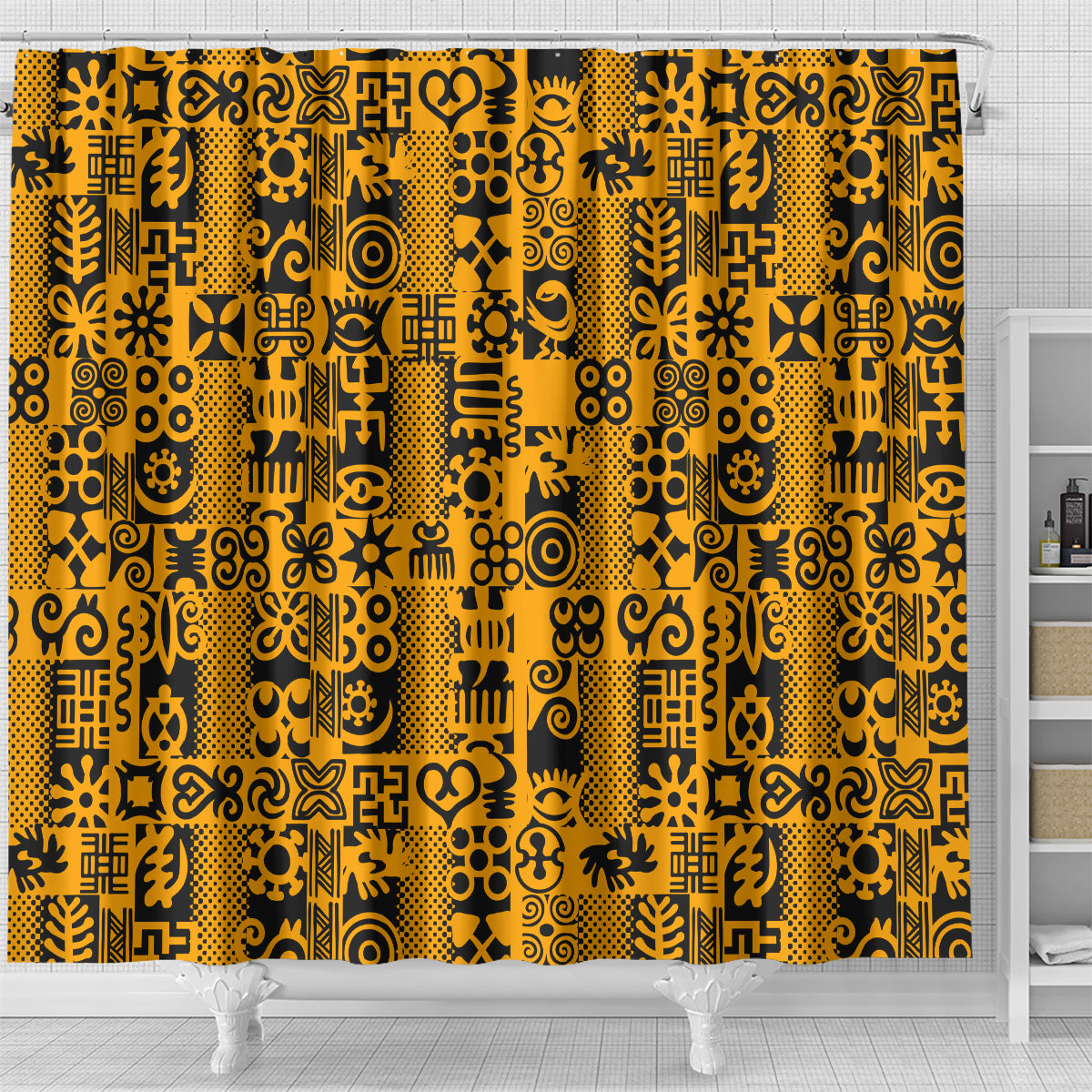 Culture Adinkra Shower Curtain West African Yellow Art