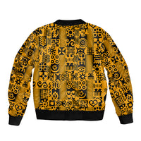 Culture Adinkra Sleeve Zip Bomber Jacket West African Yellow Art - Wonder Print Shop