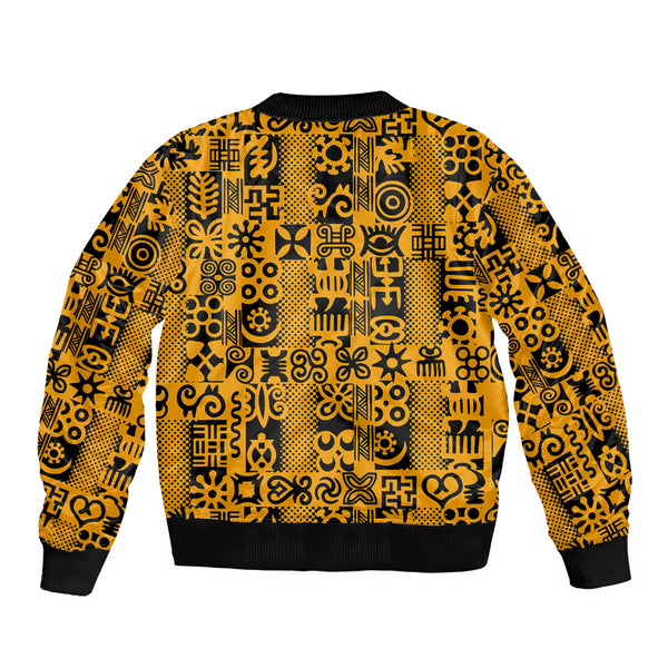 African Adinkra Sleeve Zip Bomber Jacket Sankofa Bird - Gold Version - Chest Arm Tattoo LT15 main image 0