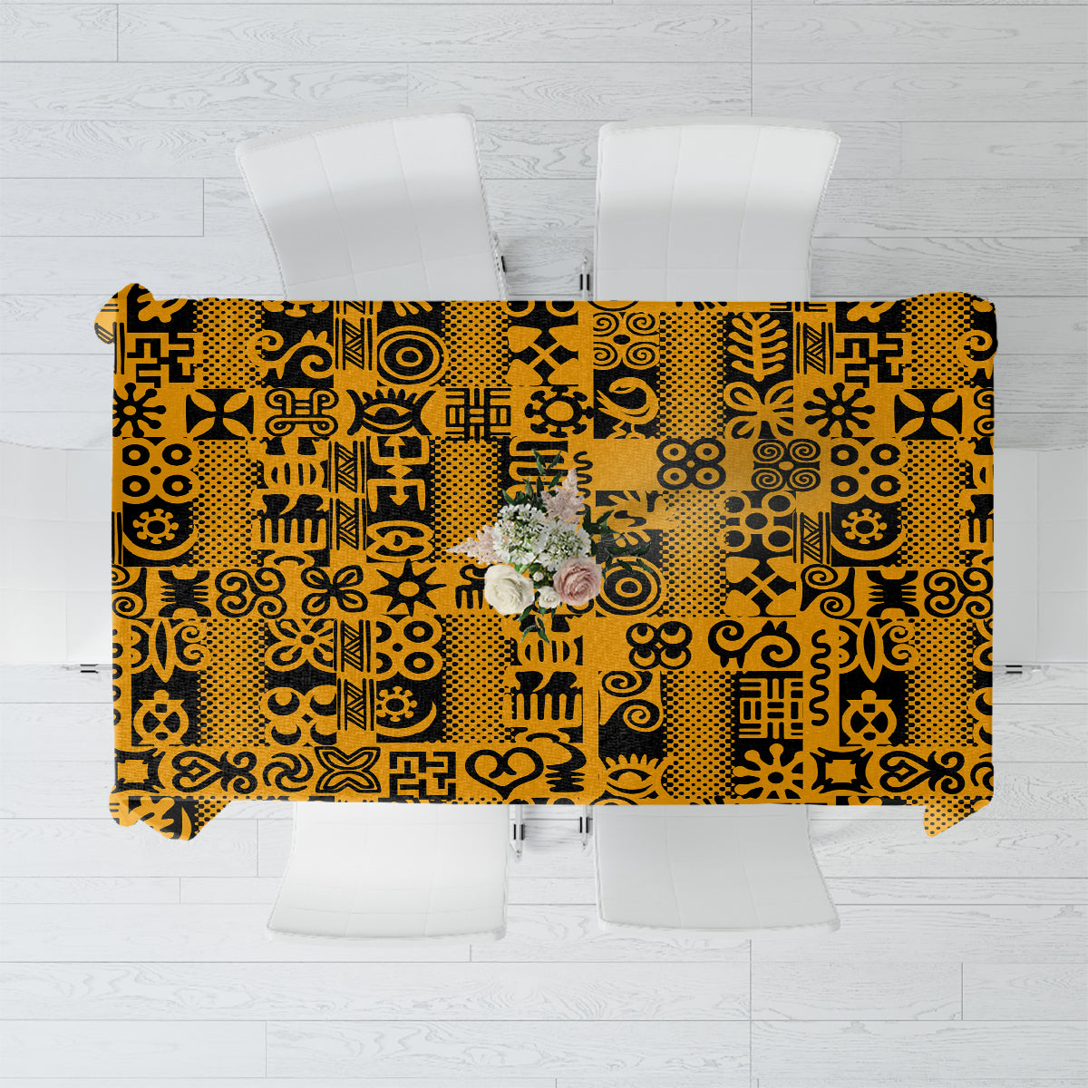 Culture Adinkra Tablecloth West African Yellow Art - Wonder Print Shop