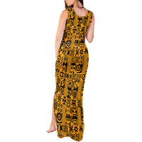 Culture Adinkra Tank Maxi Dress West African Yellow Art - Wonder Print Shop