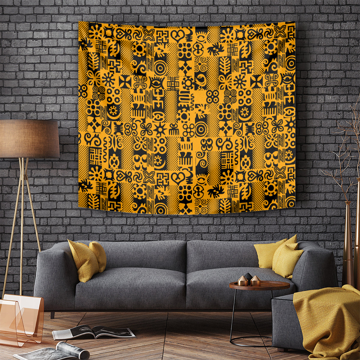 Culture Adinkra Tapestry West African Yellow Art - Wonder Print Shop