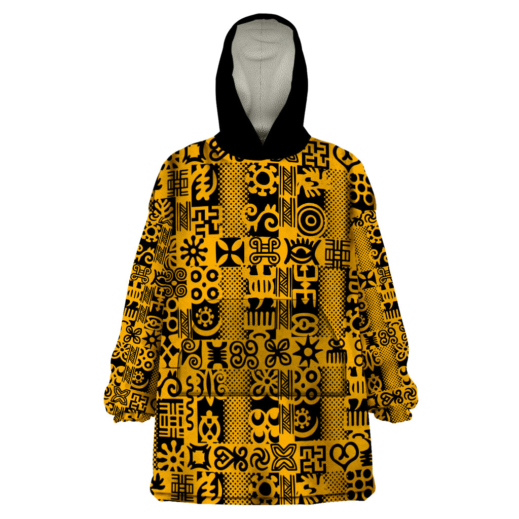 Culture Adinkra Wearable Blanket Hoodie West African Yellow Art - Wonder Print Shop