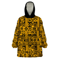Culture Adinkra Wearable Blanket Hoodie West African Yellow Art - Wonder Print Shop