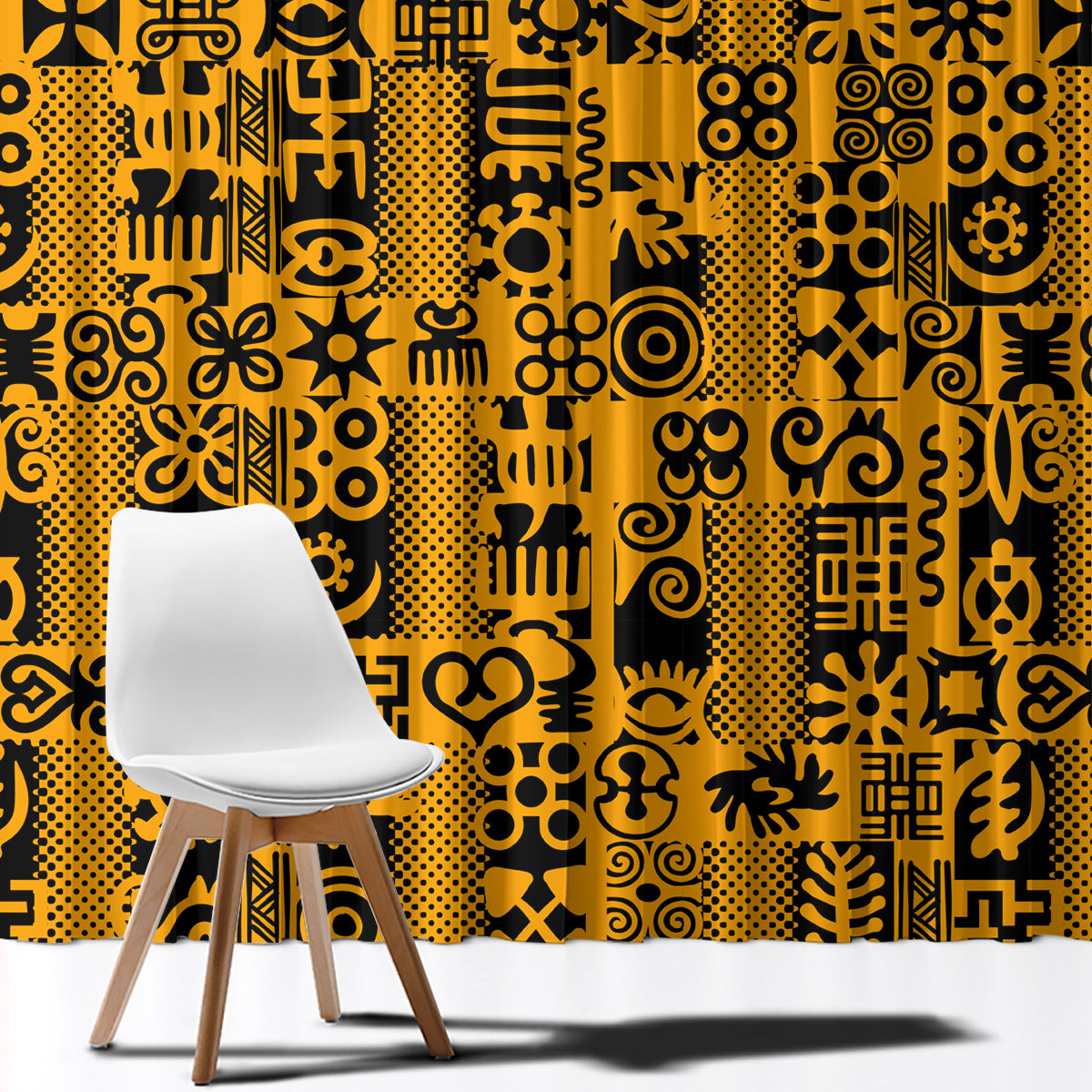 Culture Adinkra Window Curtain West African Yellow Art - Wonder Print Shop