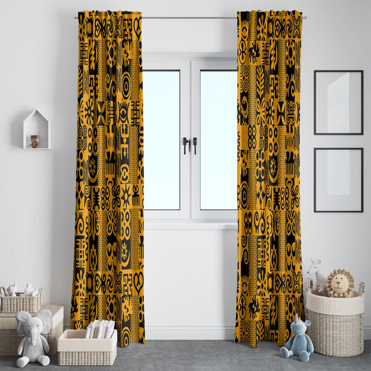 Culture Adinkra Window Curtain West African Yellow Art - Wonder Print Shop