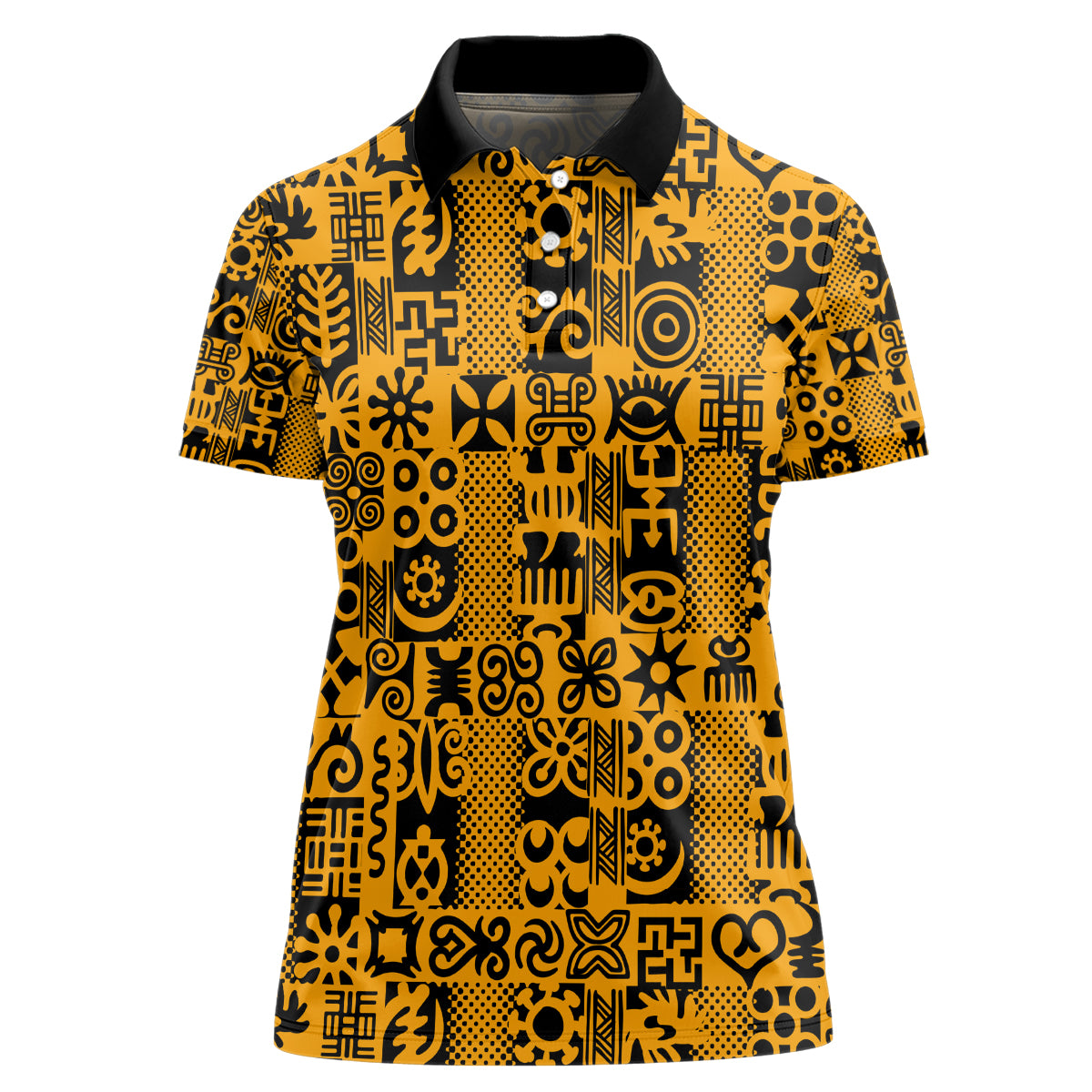 Culture Adinkra Women Polo Shirt West African Yellow Art - Wonder Print Shop
