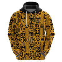 Culture Adinkra Zip Hoodie West African Yellow Art - Wonder Print Shop